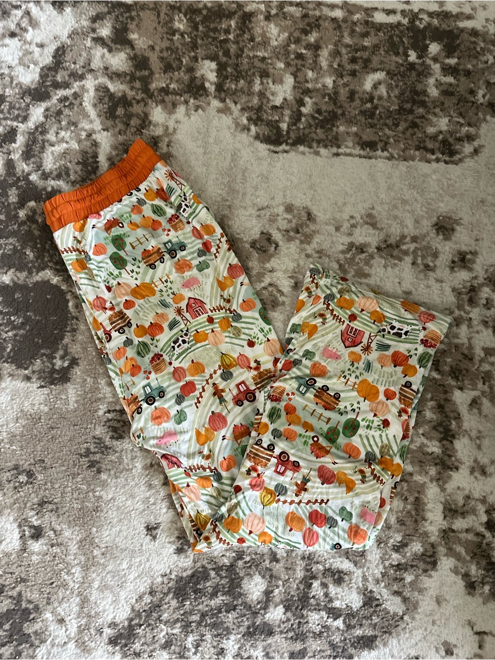 Little Sleepies Orange & Multicolor Pumpkin Farm Pajama Bottoms